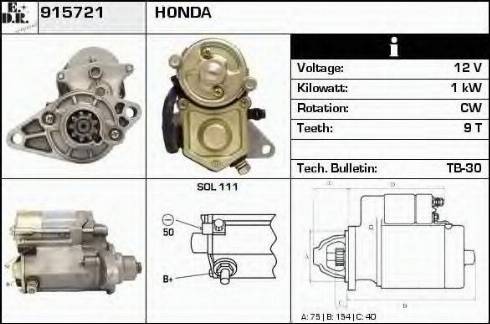 EDR 915721 - Стартер autocars.com.ua