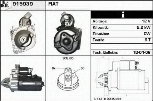 EDR 915930 - Стартер autocars.com.ua