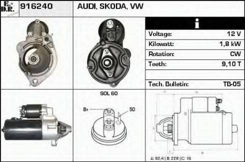 EDR 916240 - Стартер autocars.com.ua