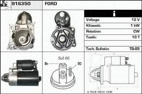 EDR 916350 - Стартер autocars.com.ua