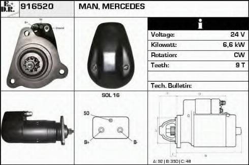 EDR 916520 - Стартер autocars.com.ua