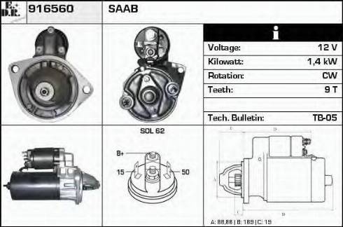 EDR 916560 - Стартер autocars.com.ua