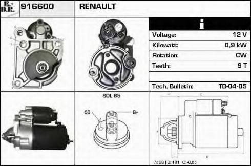 EDR 916600 - Стартер autocars.com.ua