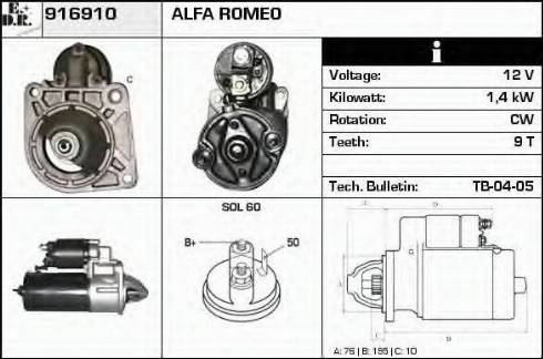 EDR 916910 - Стартер autocars.com.ua