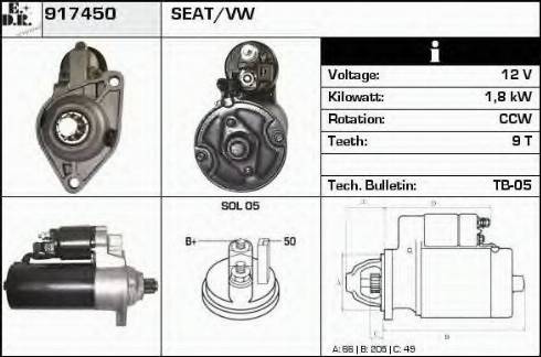 EDR 917450 - Стартер autocars.com.ua