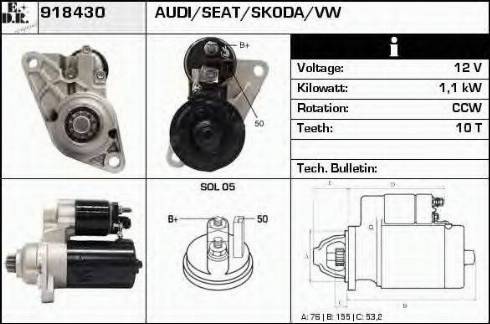 EDR 918430 - Стартер autocars.com.ua