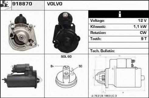 EDR 918870 - Стартер autocars.com.ua