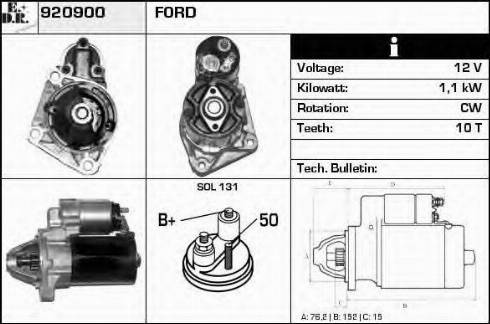 EDR 920900 - Стартер autocars.com.ua