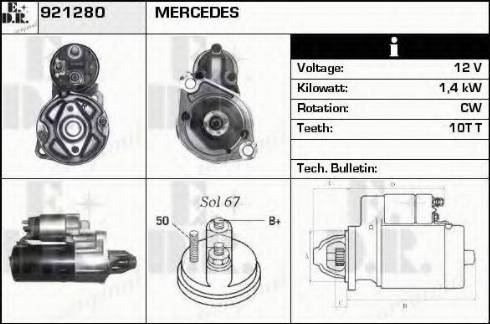 EDR 921280 - Стартер autocars.com.ua