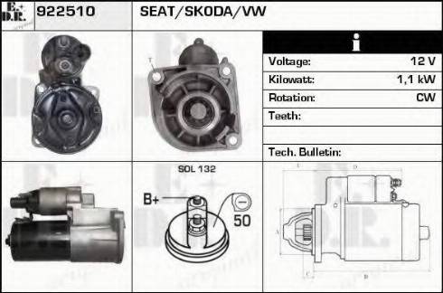 EDR 922510 - Стартер autocars.com.ua