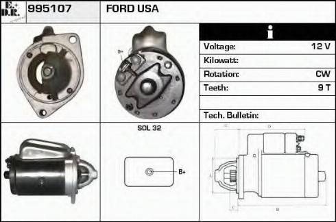 EDR 995107 - Стартер autocars.com.ua