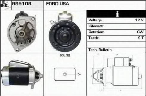 EDR 995109 - Стартер autocars.com.ua