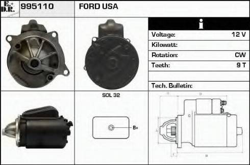 EDR 995110 - Стартер autocars.com.ua