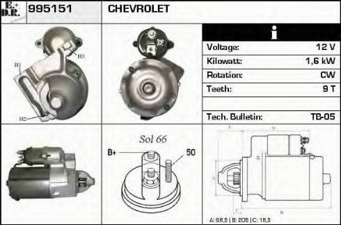 EDR 995151 - Стартер autocars.com.ua