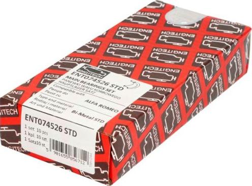 ENGITECH ENT074526 STD - Підшипник коленвала autocars.com.ua