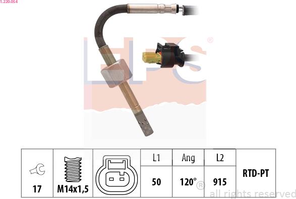 EPS 1.220.054 - Датчик, температура вихлопних газів autocars.com.ua