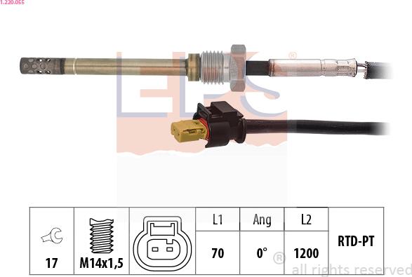 EPS 1.220.055 - Датчик, температура вихлопних газів autocars.com.ua