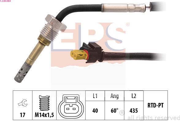 EPS 1.220.084 - Датчик температури випускнх газів MB E W212.S212-Sprinter 09--Vito W447 14- autocars.com.ua