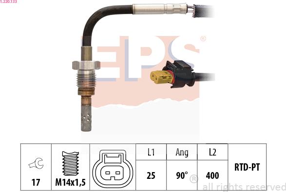 EPS 1.220.133 - Датчик, температура вихлопних газів autocars.com.ua