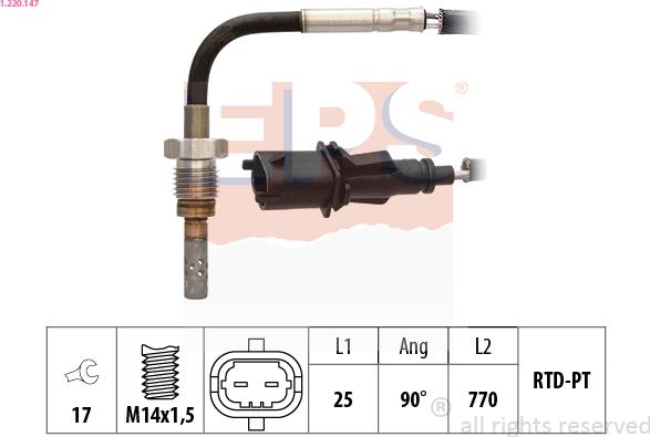 EPS 1.220.147 - Датчик, температура выхлопных газов avtokuzovplus.com.ua