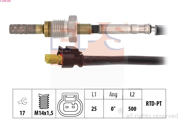 EPS 1.220.220 - Датчик, температура выхлопных газов avtokuzovplus.com.ua