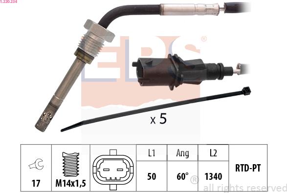 EPS 1.220.234 - Датчик, температура выхлопных газов avtokuzovplus.com.ua