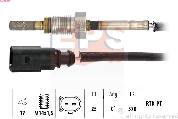 EPS 1.220.241 - Датчик, температура вихлопних газів autocars.com.ua