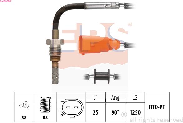 EPS 1.220.280 - Датчик, температура выхлопных газов autodnr.net