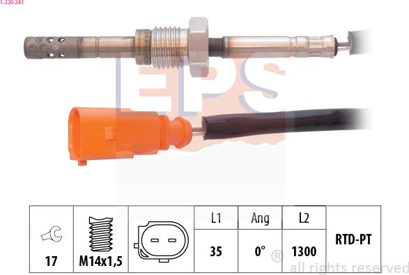 EPS 1.220.281 - Датчик, температура выхлопных газов avtokuzovplus.com.ua