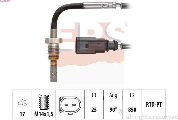 EPS 1.220.291 - Датчик, температура выхлопных газов avtokuzovplus.com.ua