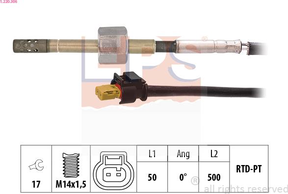 EPS 1.220.306 - Датчик, температура выхлопных газов avtokuzovplus.com.ua