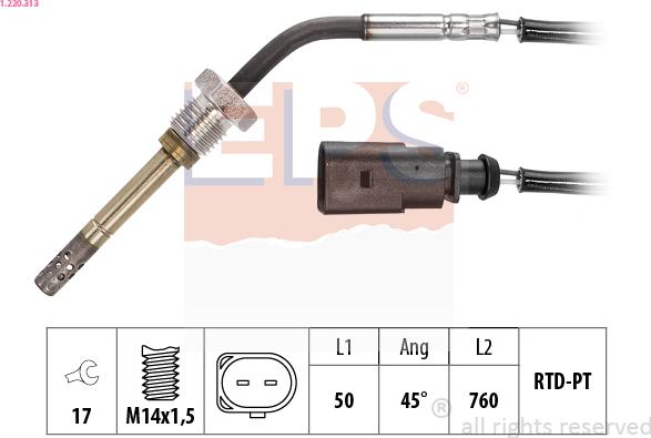 EPS 1.220.313 - Датчик, температура выхлопных газов avtokuzovplus.com.ua