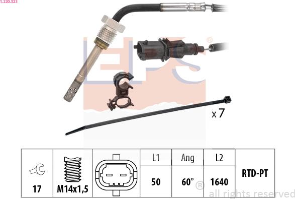 EPS 1.220.323 - Датчик, температура вихлопних газів autocars.com.ua