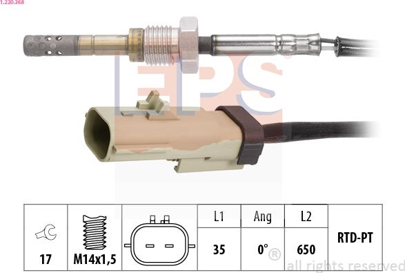 EPS 1.220.368 - Датчик, температура вихлопних газів autocars.com.ua