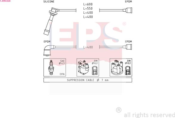 EPS 1.499.028 - Комплект проводов зажигания avtokuzovplus.com.ua