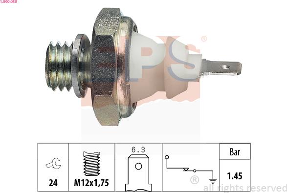 EPS 1.800.058 - Датчик, давление масла avtokuzovplus.com.ua