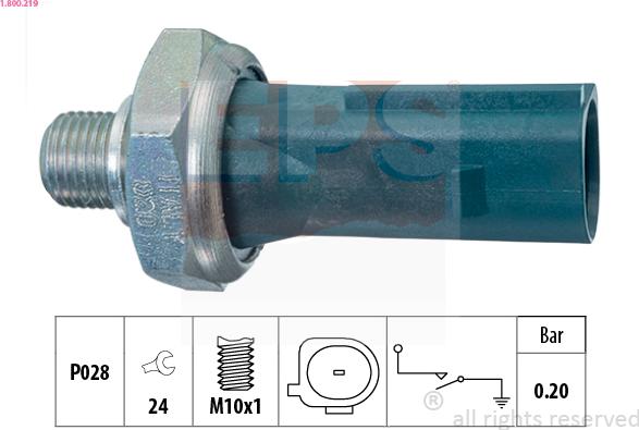 EPS 1.800.219 - Датчик, тиск масла autocars.com.ua
