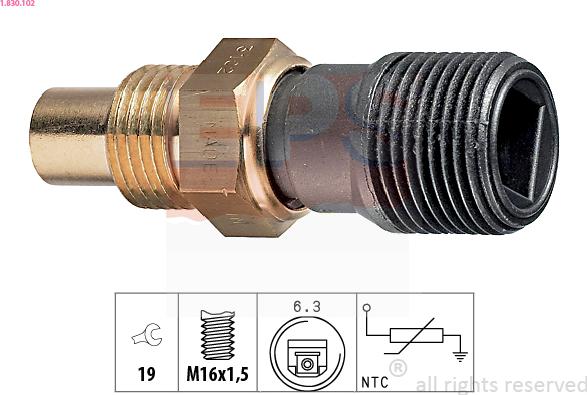 EPS 1.830.102 - Датчик, температура охолоджуючої рідини autocars.com.ua