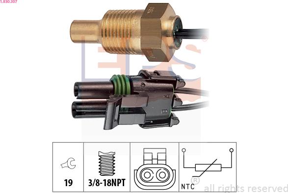 EPS 1.830.307 - Датчик, температура охлаждающей жидкости autodnr.net