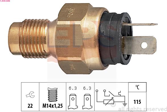 EPS 1.830.506 - Датчик, температура охолоджуючої рідини autocars.com.ua