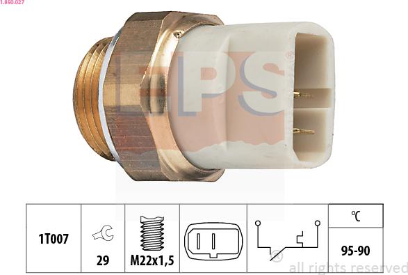 EPS 1.850.027 - Термовимикач, вентилятор радіатора / кондиціонера autocars.com.ua