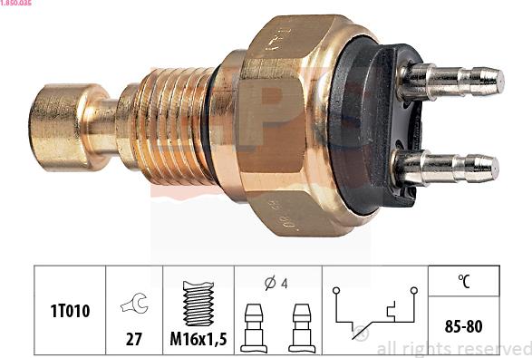 EPS 1.850.035 - Термовимикач, вентилятор радіатора / кондиціонера autocars.com.ua