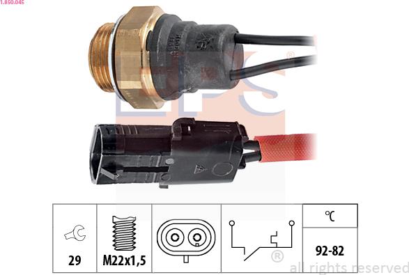 EPS 1.850.045 - Термовимикач, вентилятор радіатора / кондиціонера autocars.com.ua