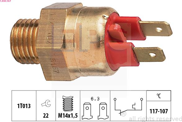 EPS 1.850.157 - Термовимикач, вентилятор радіатора / кондиціонера autocars.com.ua