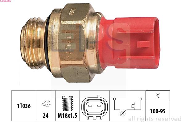 EPS 1.850.186 - Термовимикач, вентилятор радіатора / кондиціонера autocars.com.ua