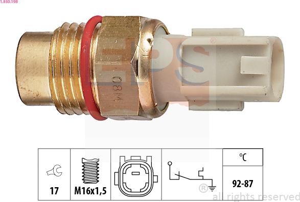 EPS 1.850.198 - Термовимикач, вентилятор радіатора / кондиціонера autocars.com.ua