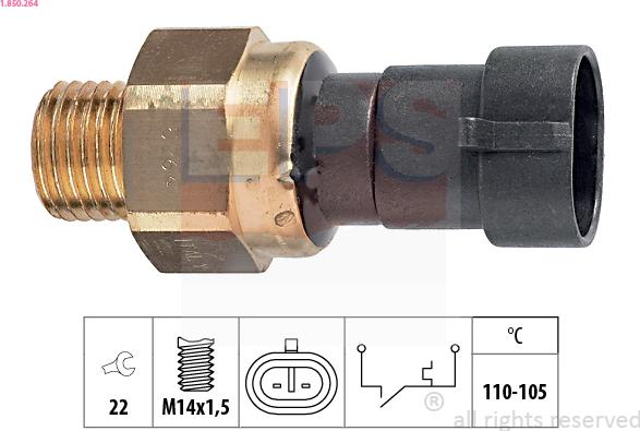 EPS 1.850.264 - Термовимикач, вентилятор радіатора / кондиціонера autocars.com.ua