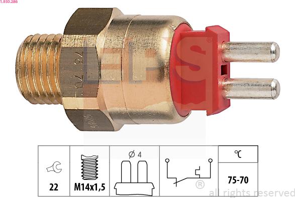 EPS 1.850.286 - Термовимикач, вентилятор радіатора / кондиціонера autocars.com.ua