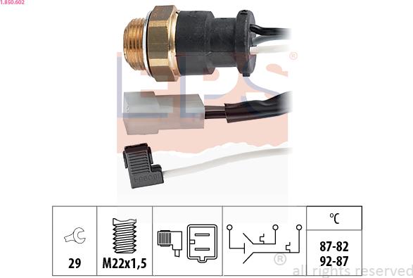 EPS 1.850.602 - Термовимикач, вентилятор радіатора / кондиціонера autocars.com.ua