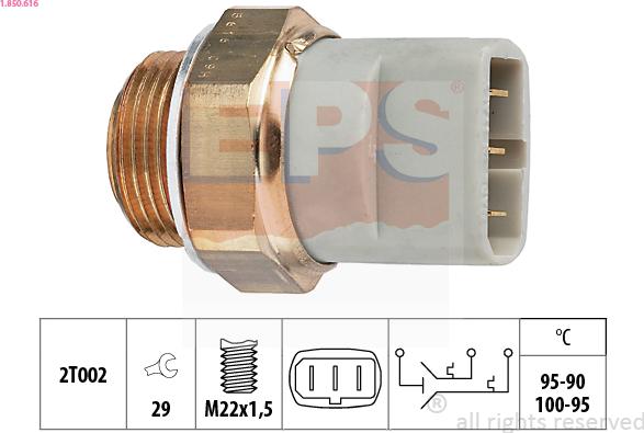 EPS 1.850.616 - Термовимикач, вентилятор радіатора / кондиціонера autocars.com.ua